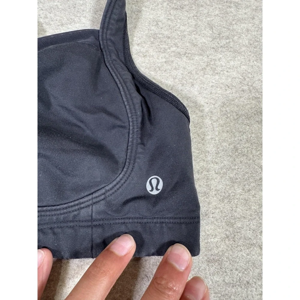 Lululemon Sports Bra Womens 34 Black Adjustable Straps Hook & Eye Yoga Running